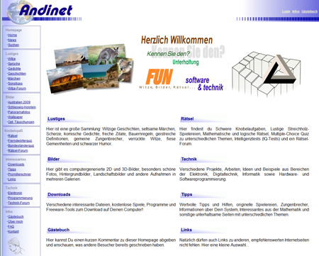 Andinet.de Homepage Design vom 10.10.2009